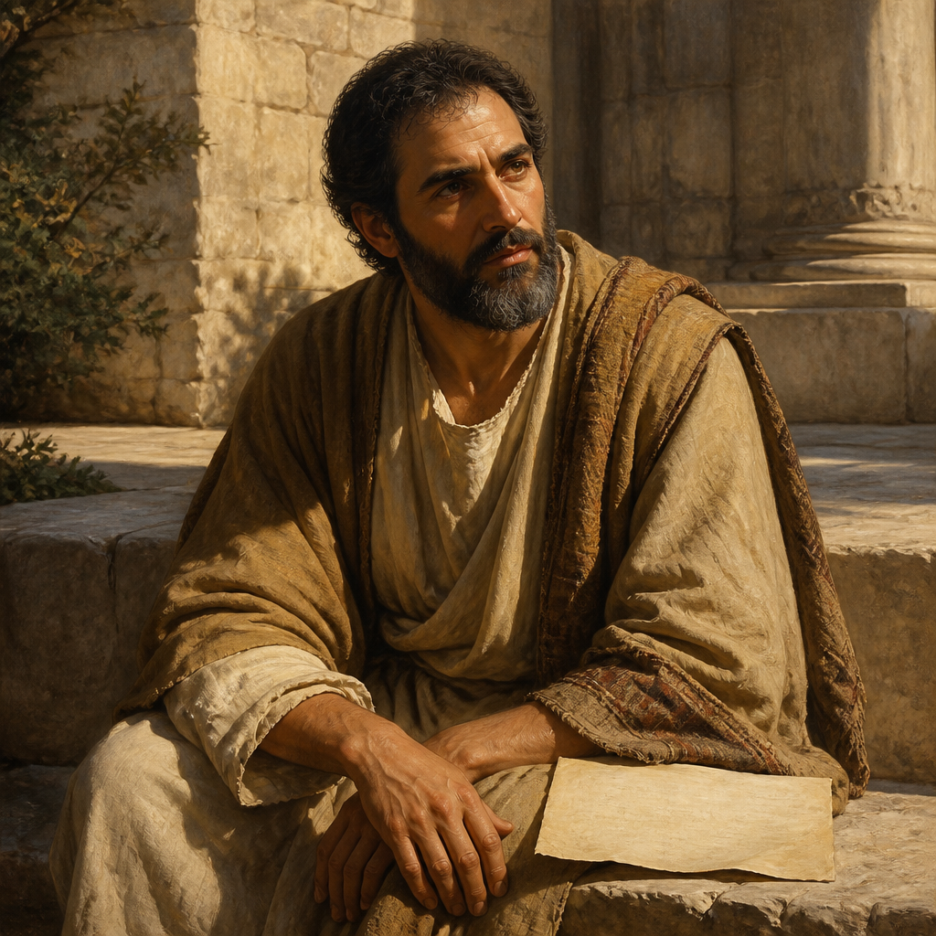 Oil-painting style portrait of Ithiel, Recipient of Agur's Words, recipient of the wisdom oracle from Agur son of Jakeh in Proverbs 30