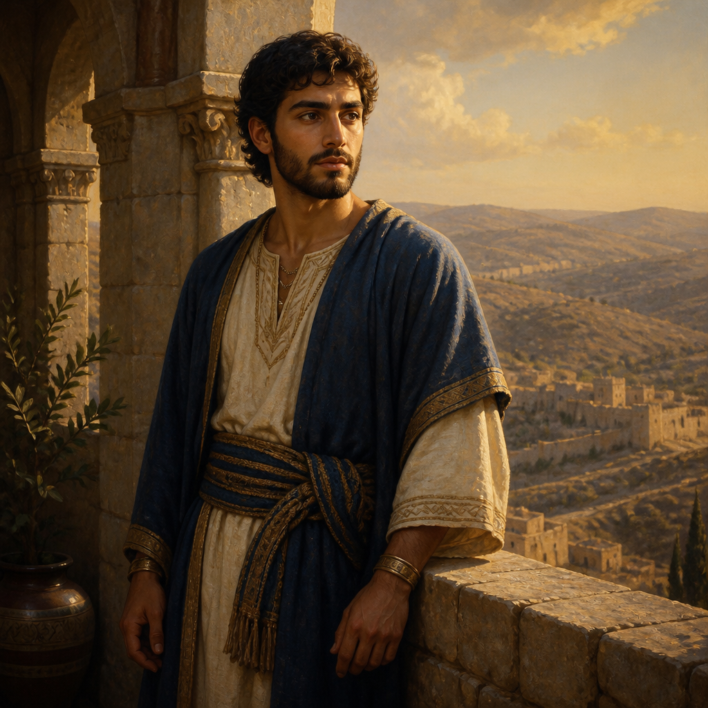 Oil-painting style portrait of Ithream, sixth son of King David born in Hebron
