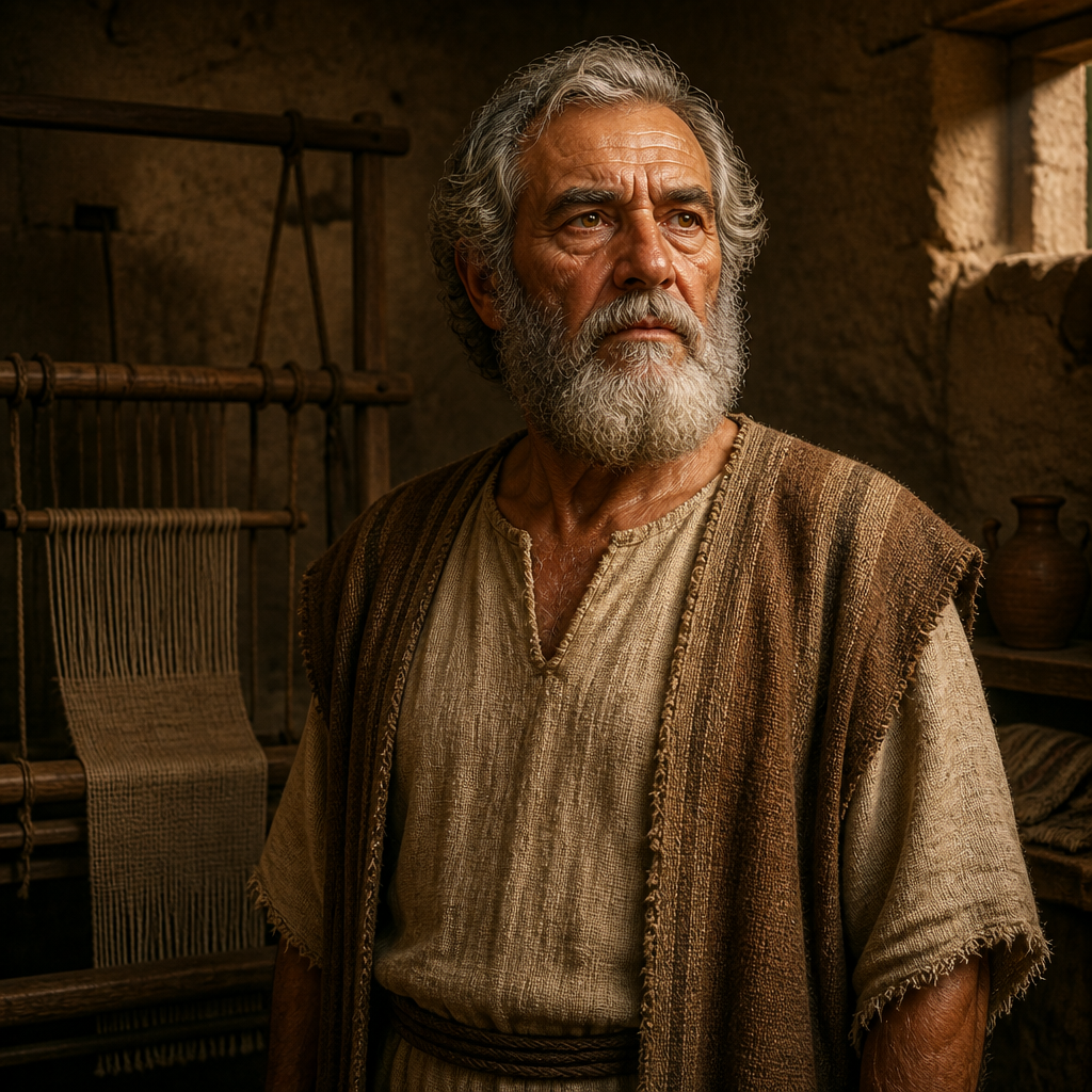 Oil-painting style portrait of Jaare-oregim, Father of Elhanan who killed the brother of Goliath