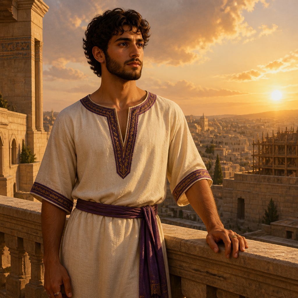 Oil-painting style portrait of Japhia, Son of David, Son of King David born in Jerusalem during the United Monarchy