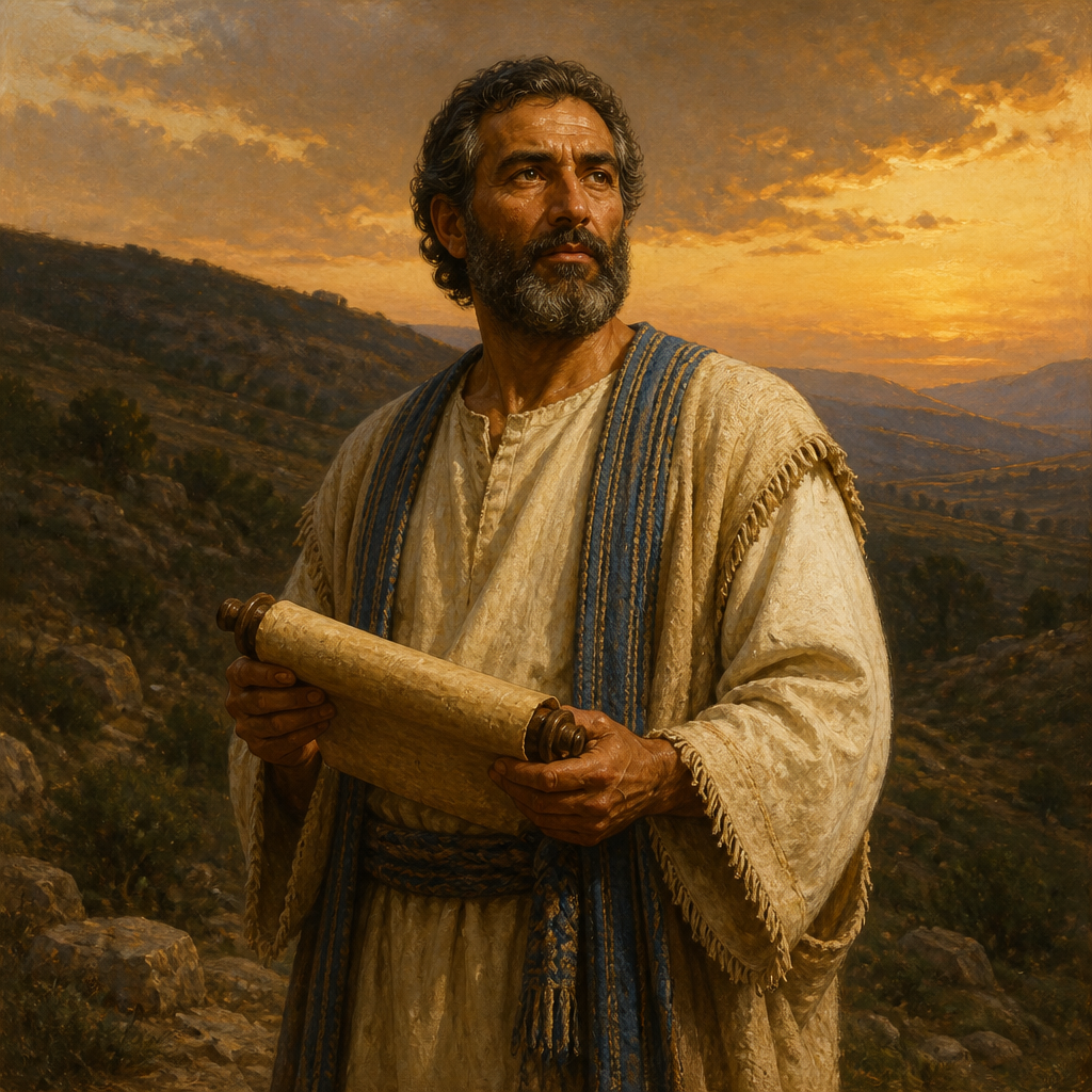 Oil-painting style portrait of Jeroham, Grandfather of Samuel, Levite ancestor of the prophet Samuel and father of Elkanah