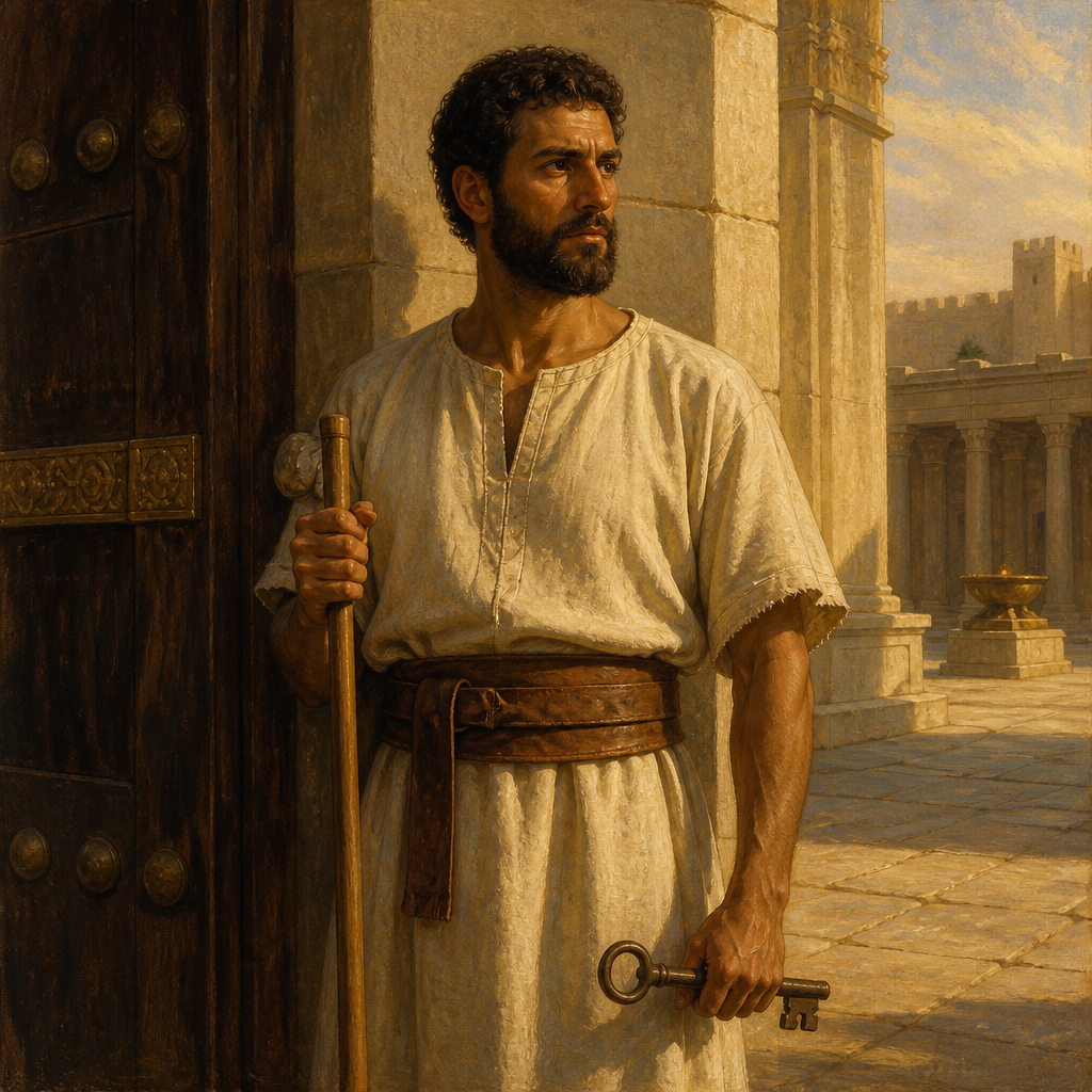 Oil-painting style portrait of Joah, Son of Obed-edom, Levite gatekeeper and third son of Obed-edom during the reign of King David