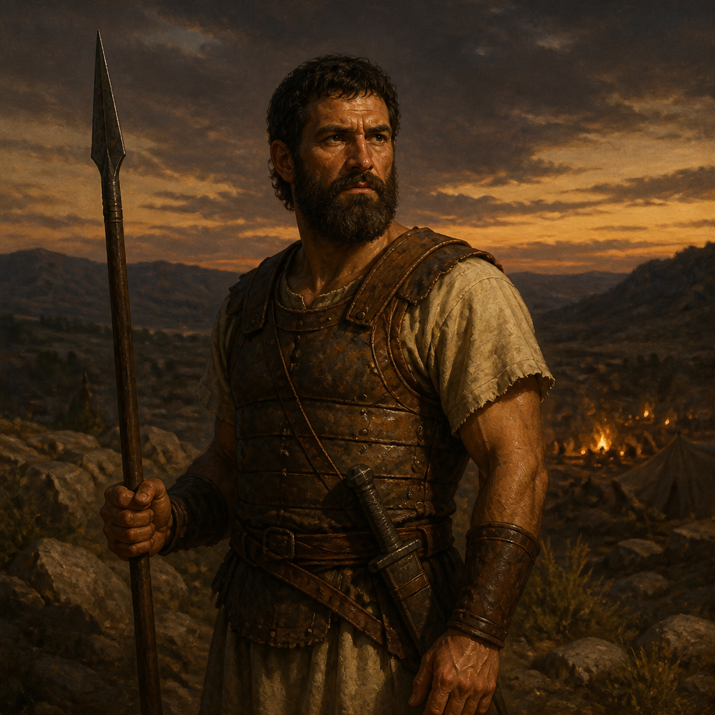 Oil-painting style portrait of Joel, Brother of Nathan, Warrior listed among King David’s Mighty Men in the book of Chronicles