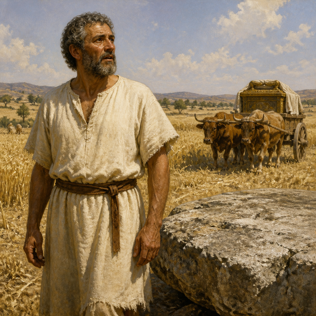 Oil-painting style portrait of Joshua of Beth-shemesh, Landowner whose field received the Ark of the Covenant from the Philistines