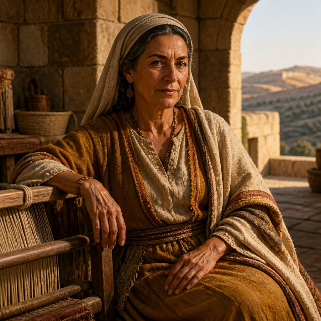 Oil-painting style portrait of Maacah, Wife of Jeiel, Matriarch of the house of Saul and wife of Jeiel of Gibeon
