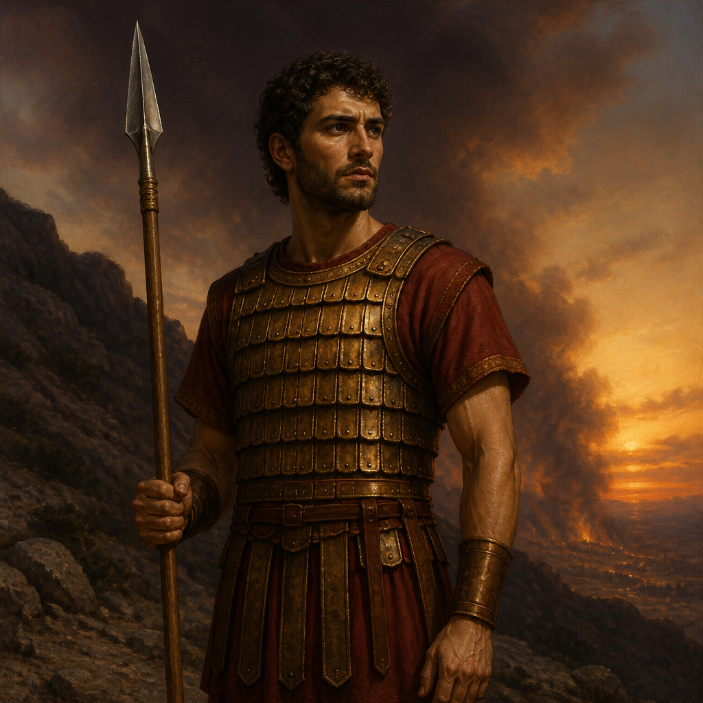 Oil-painting style portrait of Malchi-shua, Son of King Saul who died at the Battle of Mount Gilboa