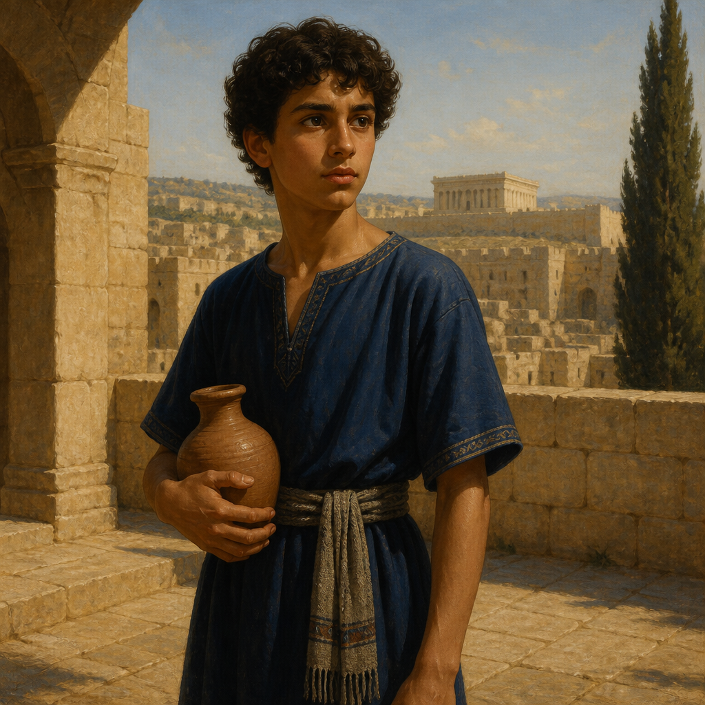 Oil-painting style portrait of Micah, Grandson of Jonathan, grandson of Jonathan and son of Mephibosheth who continued the lineage of King Saul