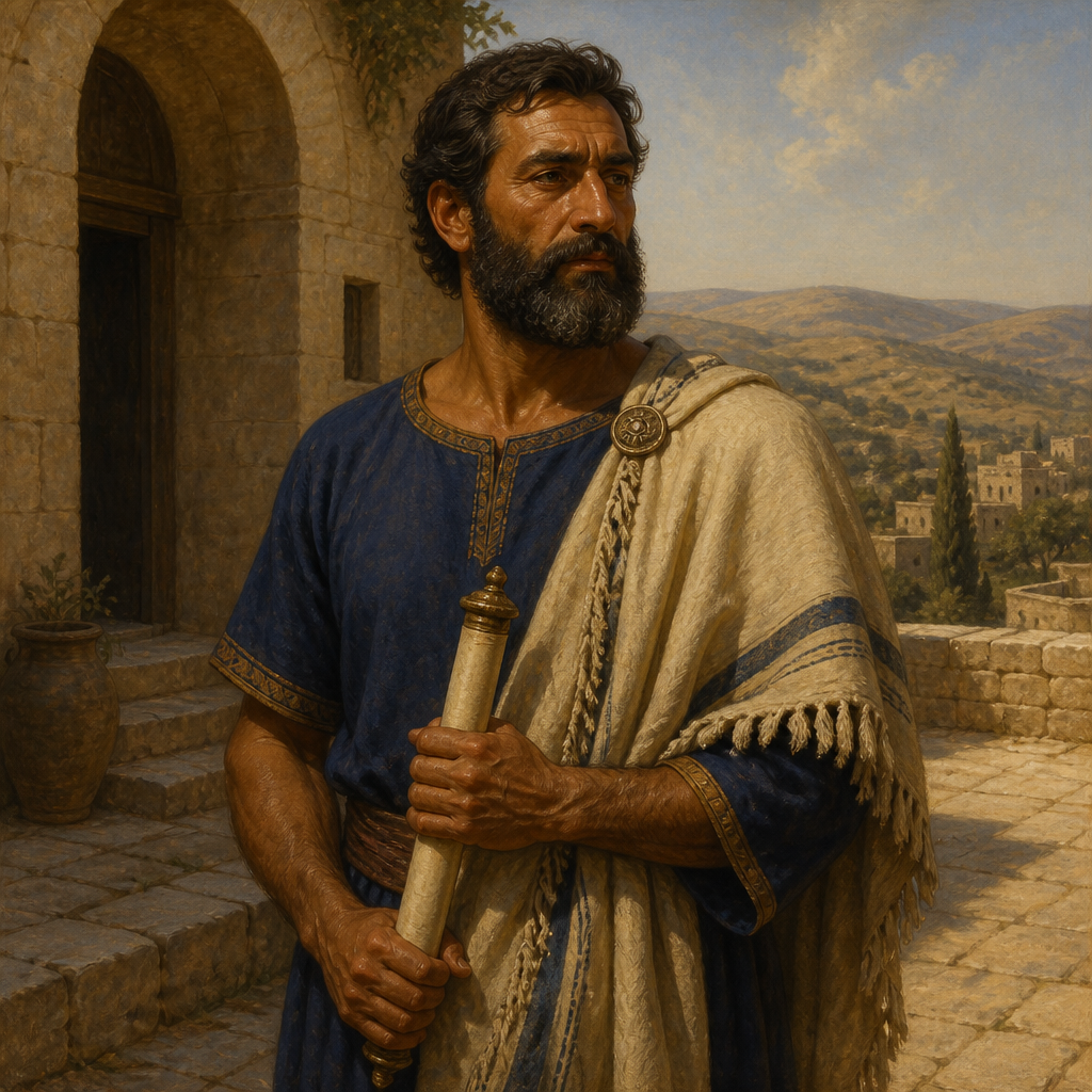 Oil-painting style portrait of Nadab, Son of Abiel, Uncle of King Saul and member of the Benjaminite nobility in Gibeon