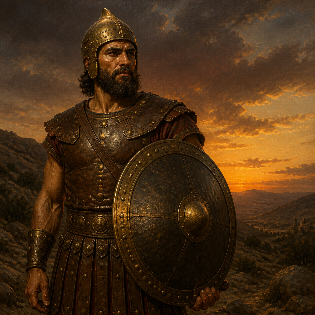 Oil-painting style portrait of Naharai, Armor-bearer of Joab and one of David's 'Mighty Men'