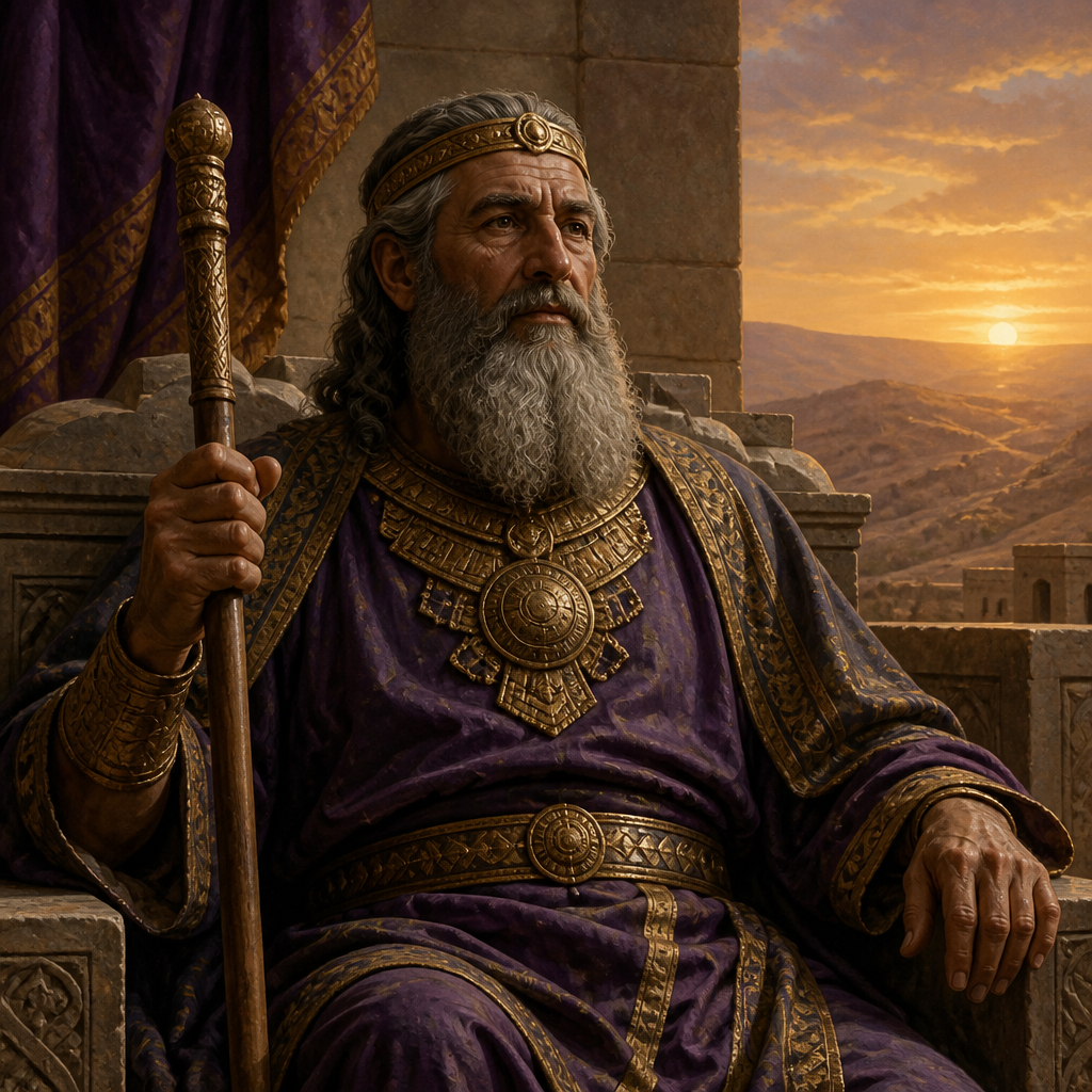 Oil-painting style portrait of Nahash, Father of Hanun, King of the Ammonites who showed kindness to King David during the United Monarchy