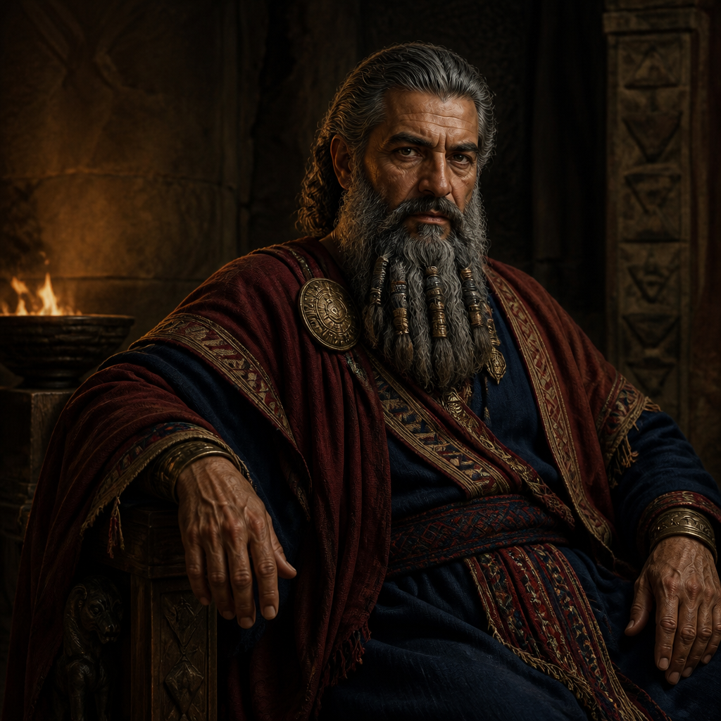 Oil-painting style portrait of Rehob, Father of Hadadezer, Patriarch whose son Hadadezer was the king of Zobah defeated by David