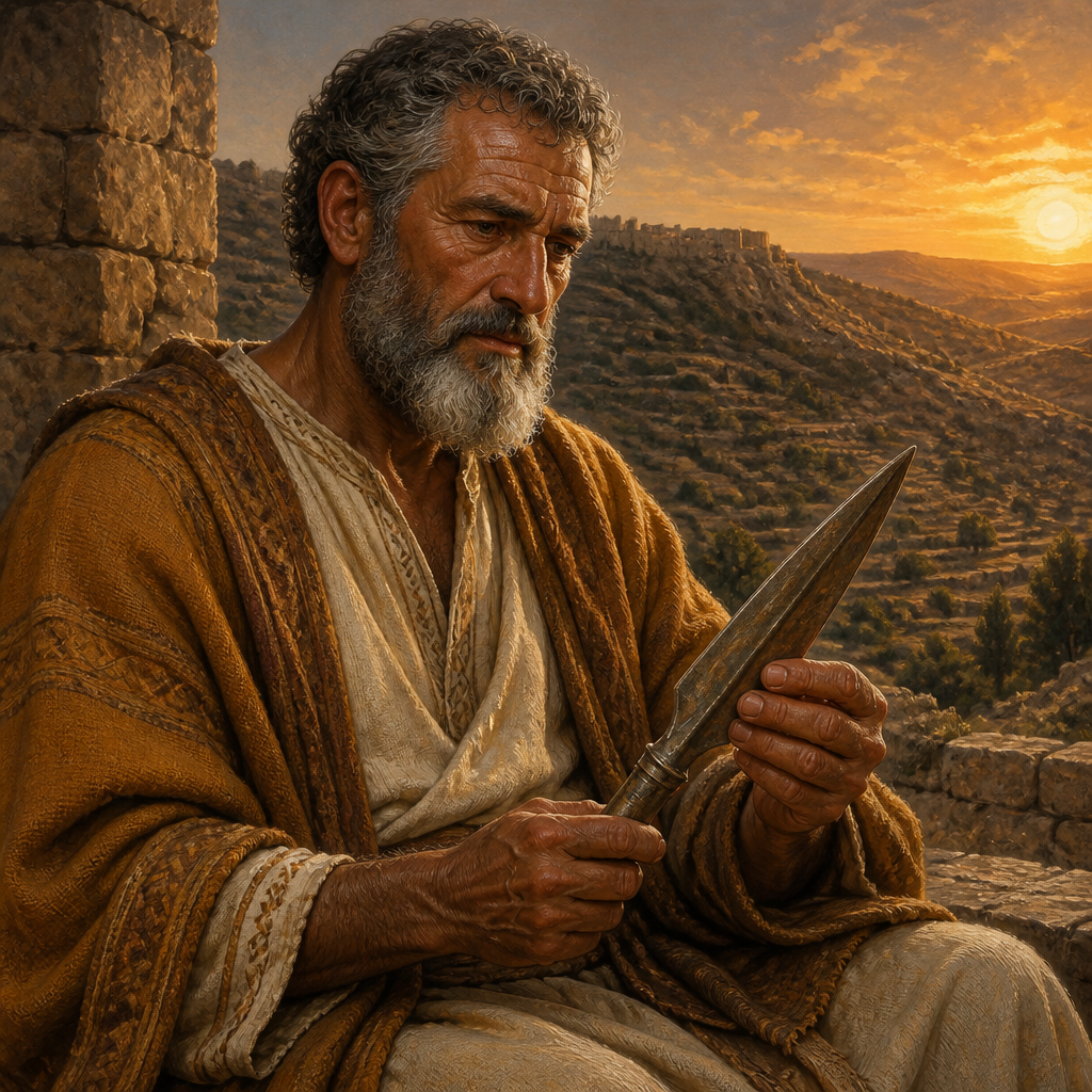 Oil-painting style portrait of Sharar, father of Ahiam the Hararite who was one of David's mighty men