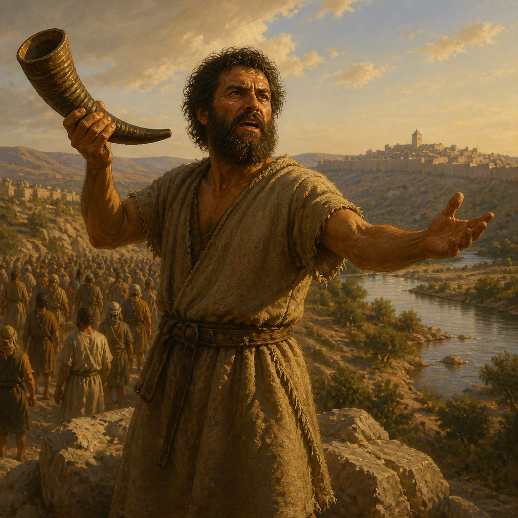 Oil-painting style portrait of Sheba, son of Bichri, Benjamite rebel who attempted to lead the northern tribes in a secession from King David