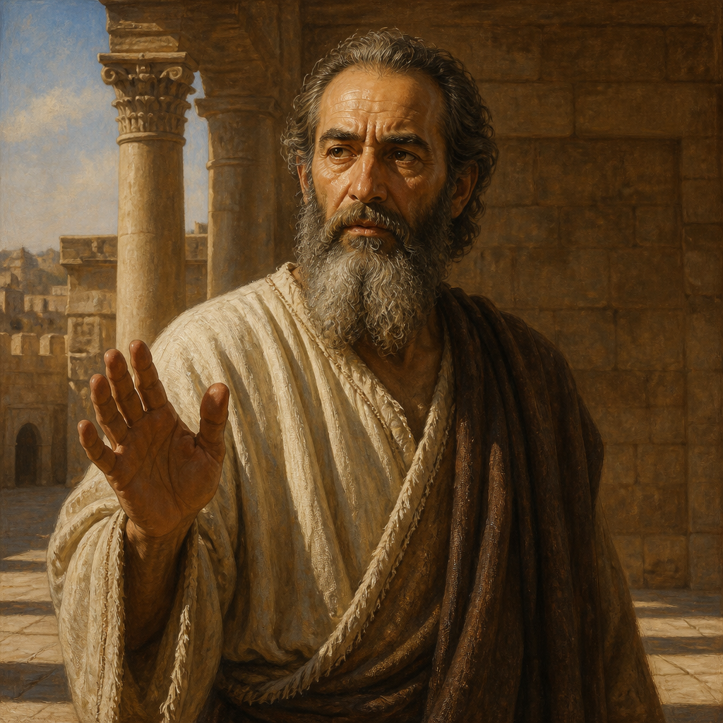 Oil-painting style portrait of Shemaiah the Prophet of the United Monarchy, Prophet who stopped Rehoboam from going to war against Israel