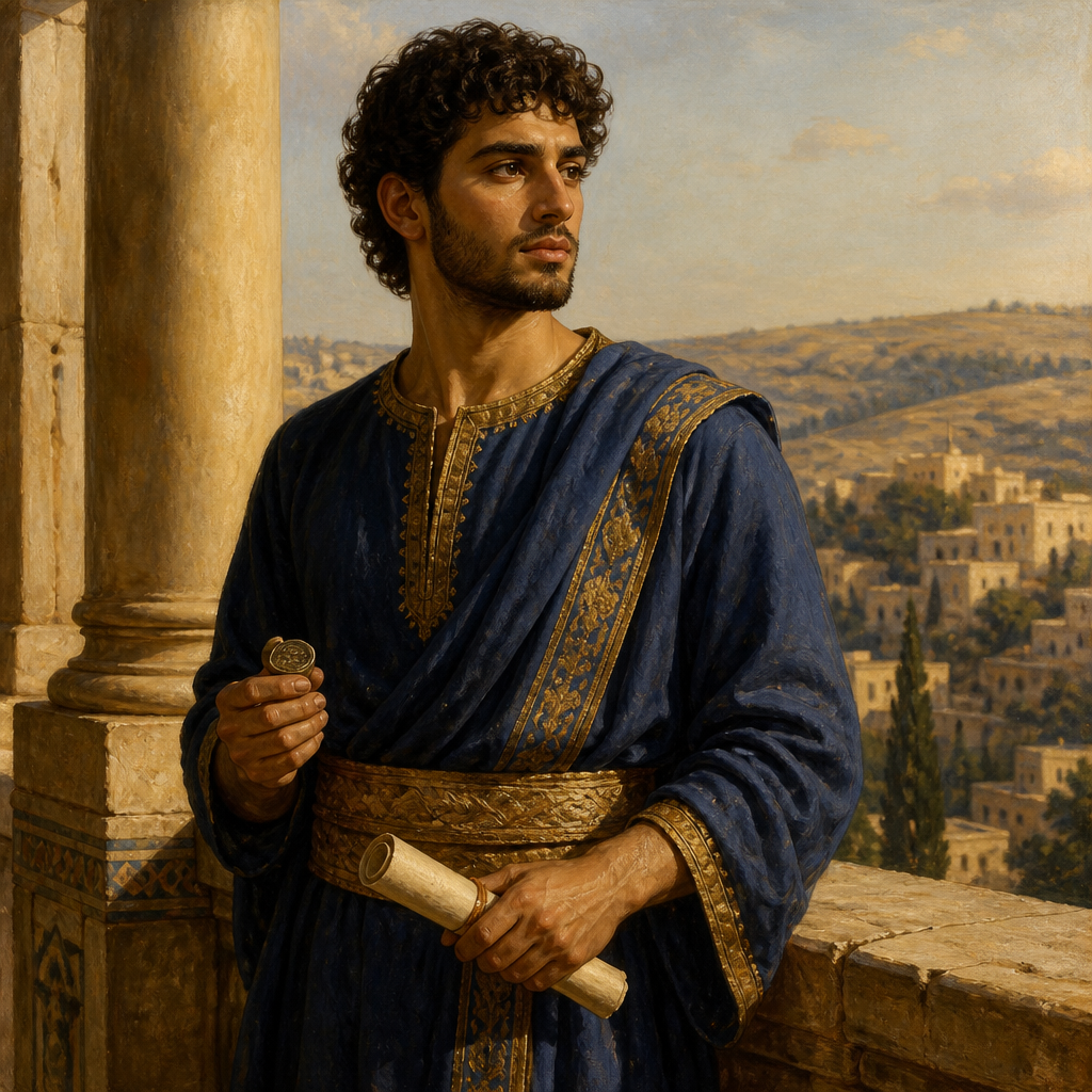 Oil-painting style portrait of Shephatiah, Son of David, fifth son of King David born in Hebron