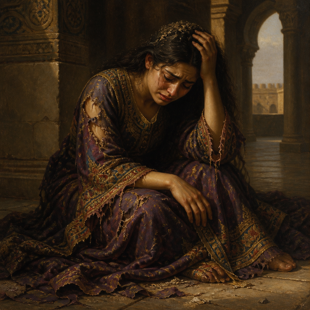Oil-painting style portrait of Tamar, Daughter of David, Daughter of King David whose violation by Amnon led to the fracture of the royal family