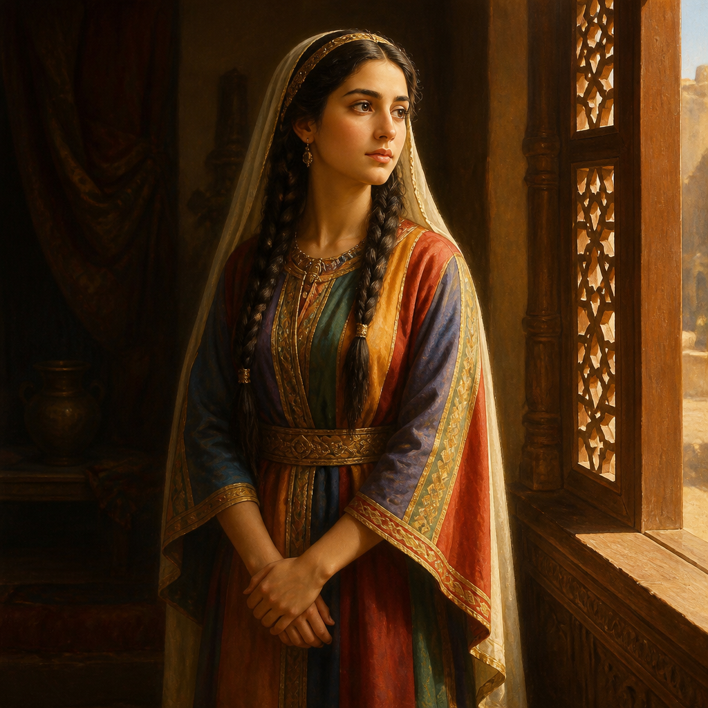 Oil-painting style portrait of Tamar, Daughter of David, Daughter of King David whose violation by Amnon led to the fracture of the royal family