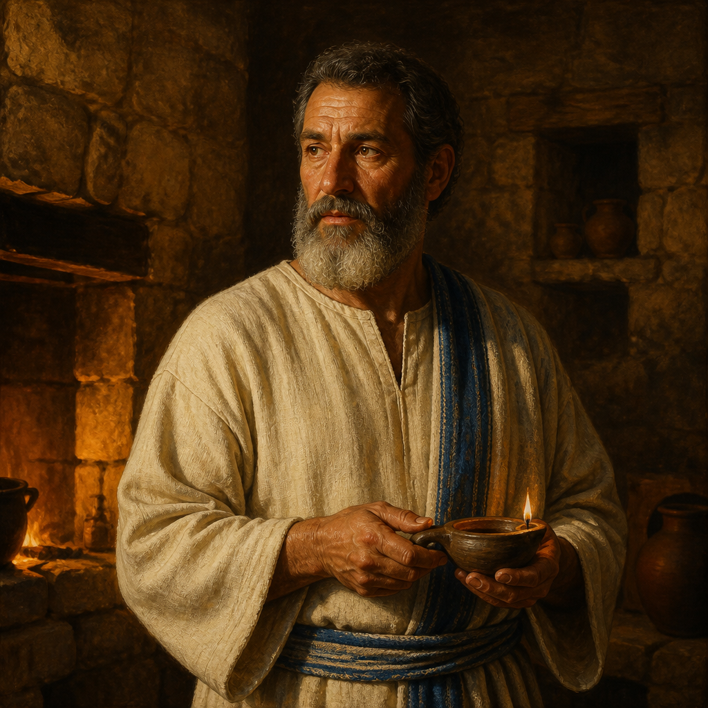 Oil-painting style portrait of Tohu, Levite ancestor of the prophet Samuel