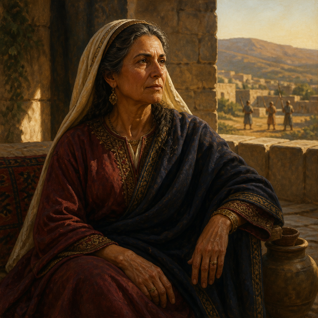 Oil-painting style portrait of Zeruiah, Mother of Joab and sister of King David whose sons were the primary military leaders of Israel